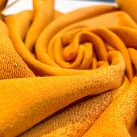 Cotton Double Gauze in Turmeric with Gold Spots