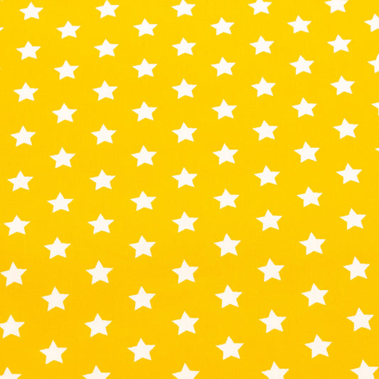 Cotton Poplin in Yellow with Star Print