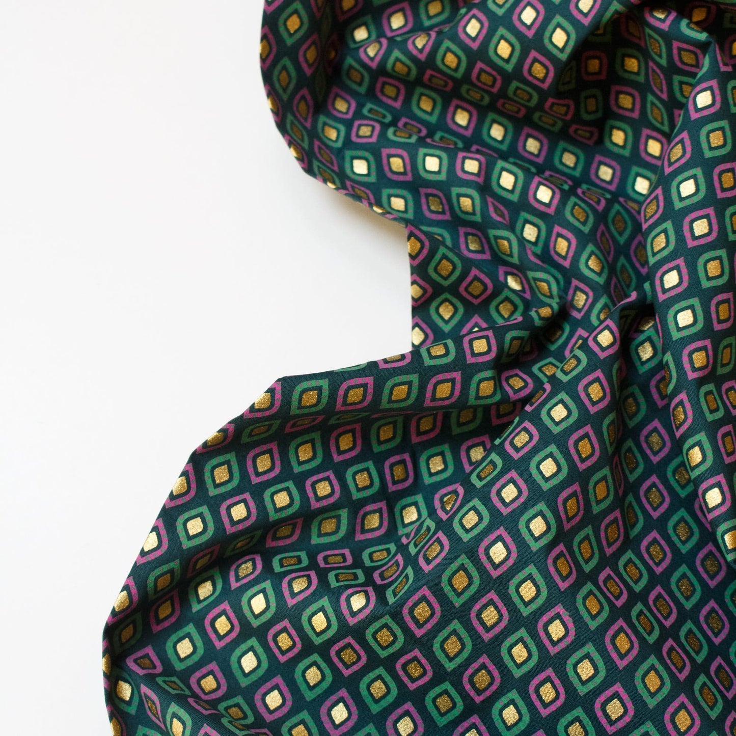 Cotton Fabric in Forest Green with Metallic Diamond Print