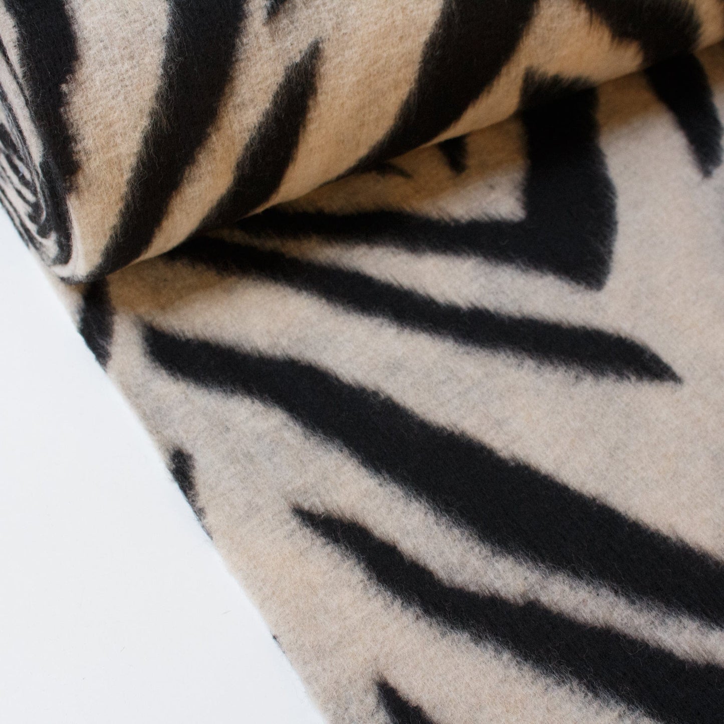 Fluffy Wool Mix Coating with Zebra Design