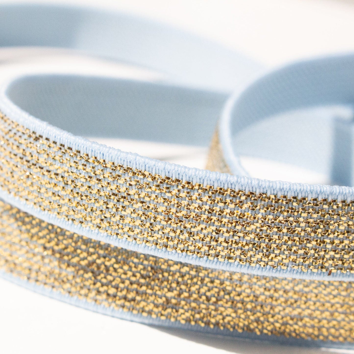 12mm Elastic in Metallic Gold and Light Blue