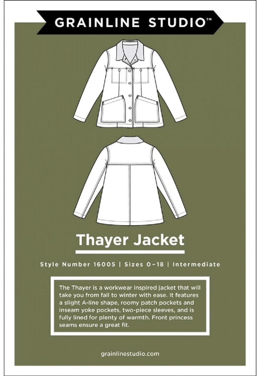 Grainline Studio: Thayer Jacket UK Sizes 4-22 OR 18-34