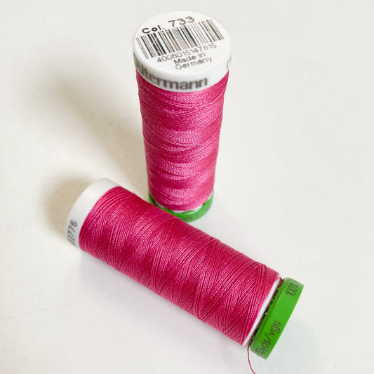 100 m Reel Gütermann Recycled Sew-All Thread in Hot Pink, no. 733