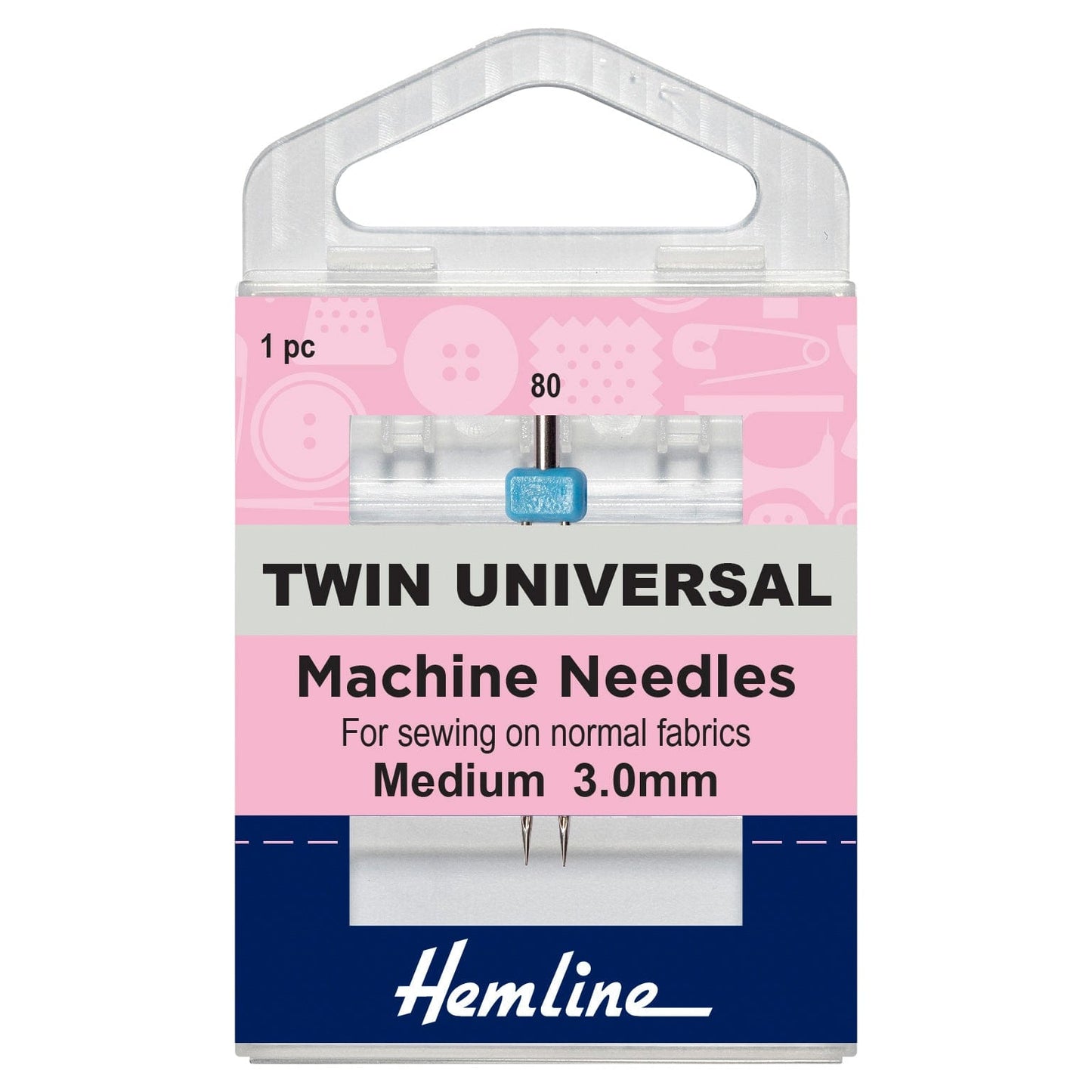 Hemline Twin Universal Machine Needles Medium 3mm