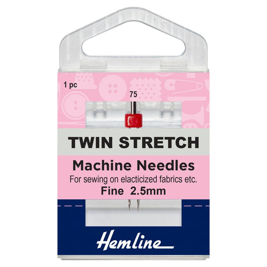 Hemline Twin Stretch Machine Needles Fine 2.5mm