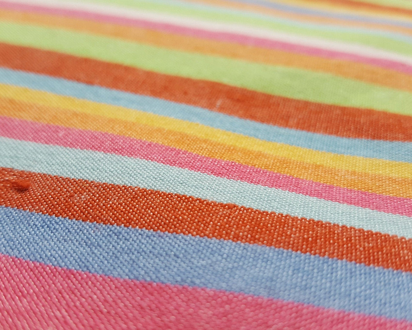 Organic Cotton and Bamboo Handwoven Crossweave with Rainbow Stripes