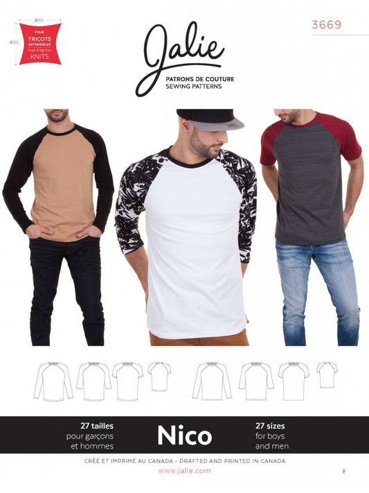Jalie Sewing Patterns: Nico Raglan Tee 3669