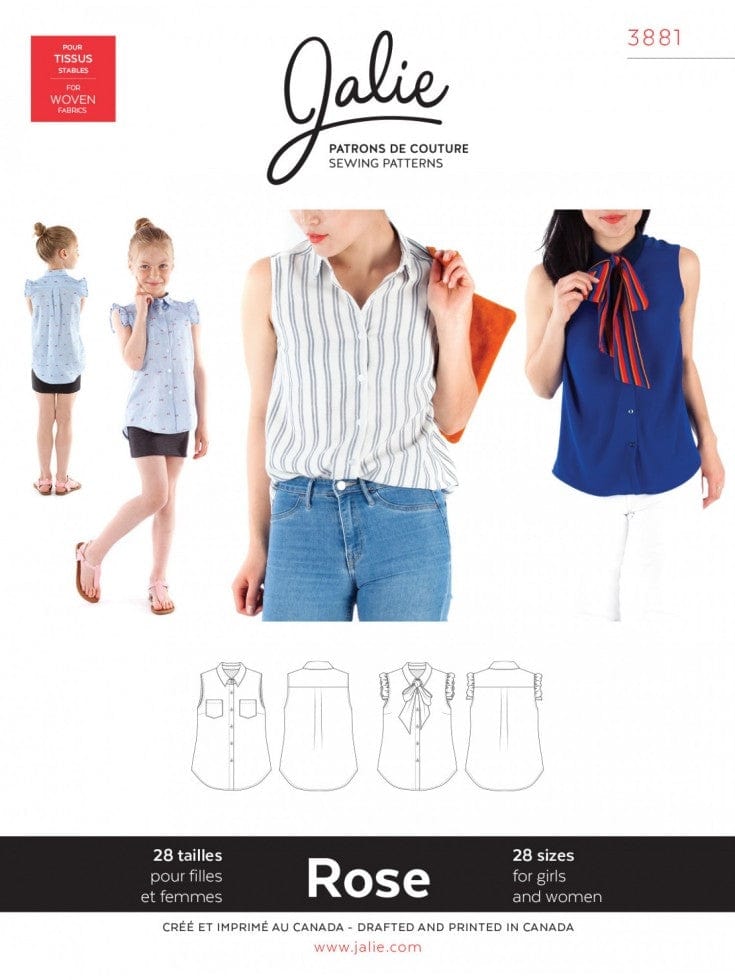 Jalie Sewing Patterns: Rose Sleeveless Shirt 3881