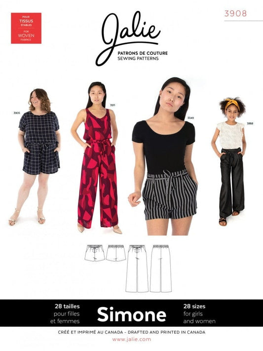 Jalie Paper Sewing Pattern: 3908 Simone Shorts & Wide-Leg Pants