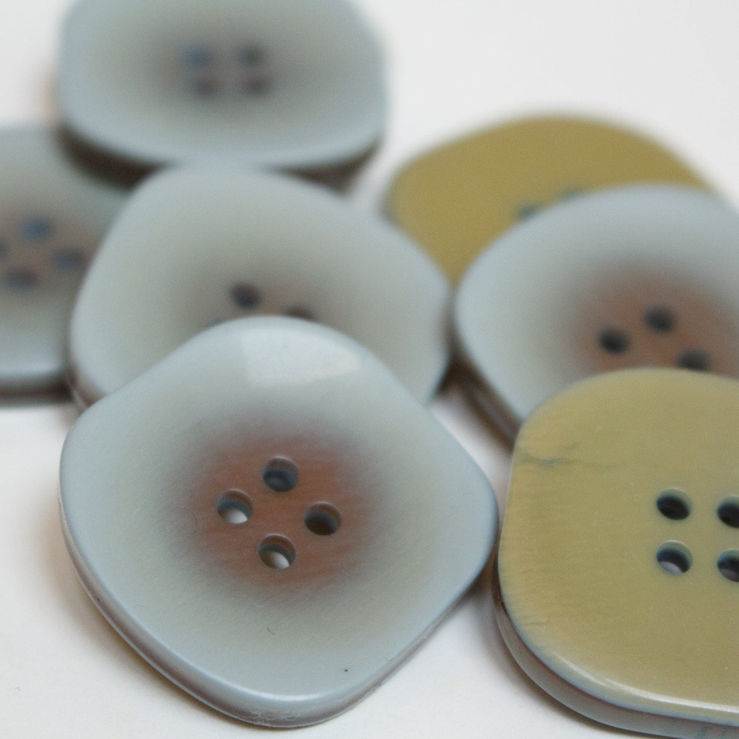 5 x Irregular Square Buttons in Sage Green - 28mm