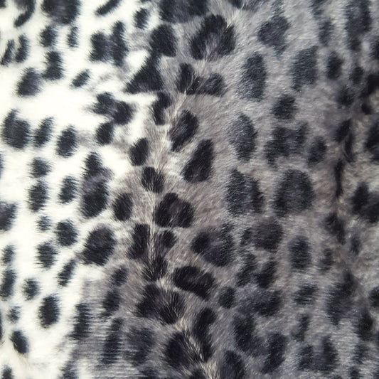 1m Piece Faux Fur Fabric with Grey Leopard Print