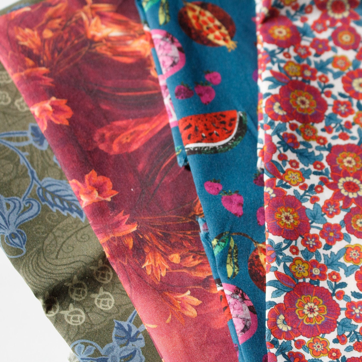 Liberty Fabrics Tana Lawn™ Fat Quarter Bundle: Four Teal & Bordeaux