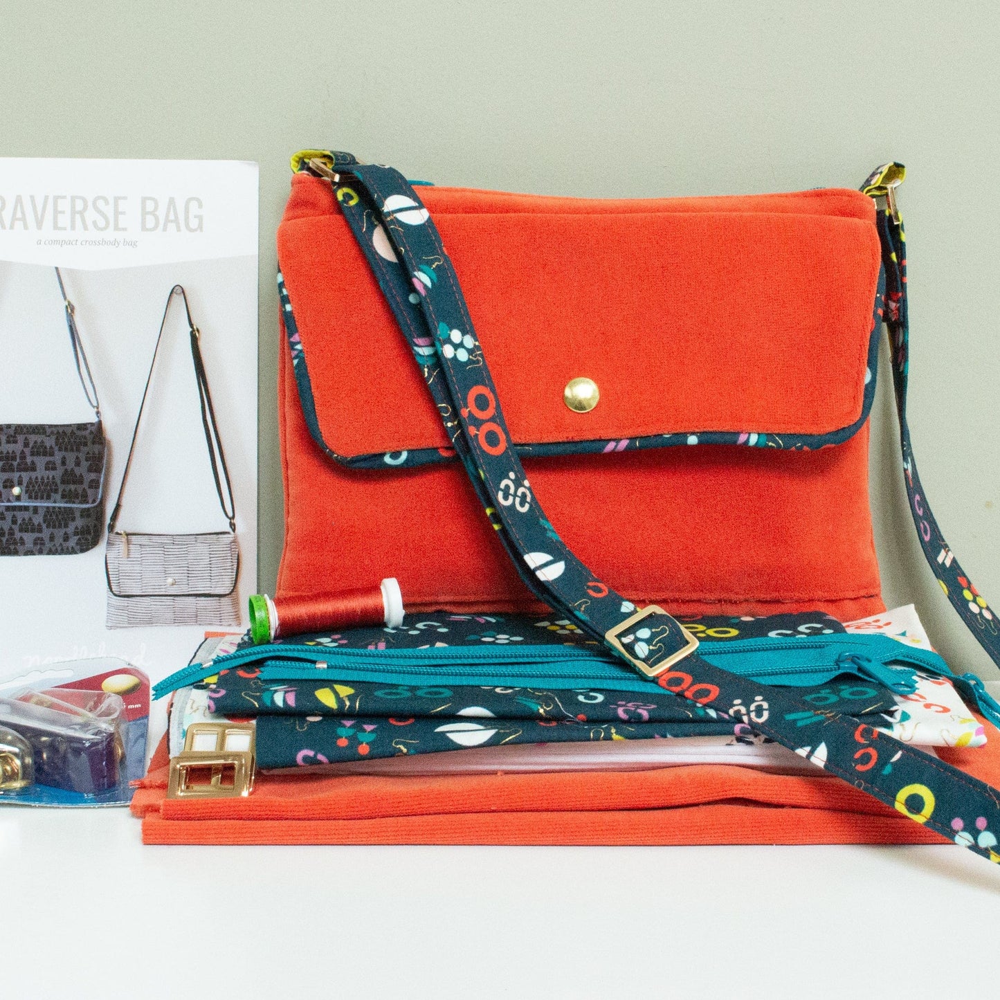 Materials Kit for Noodlehead Orange Velvet Traverse Bag