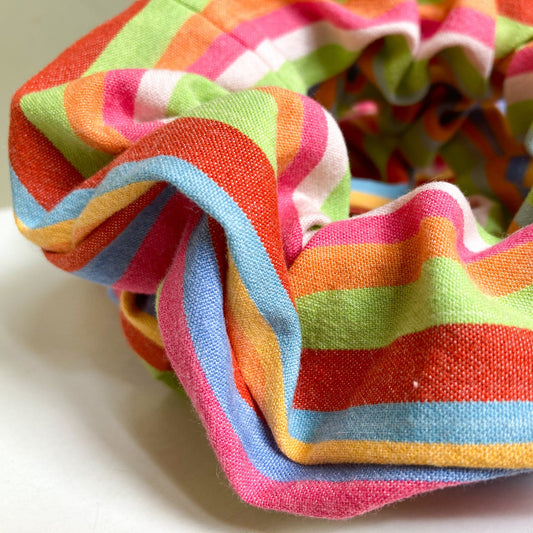 Large Organic Rainbow Scrap Scrunchie - Long Stripes