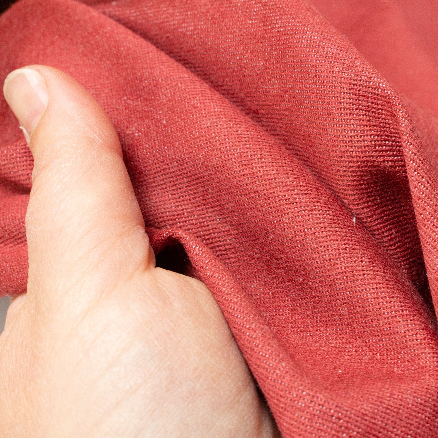 Organic Cotton 6.5oz Brushed Denim in Brick Red