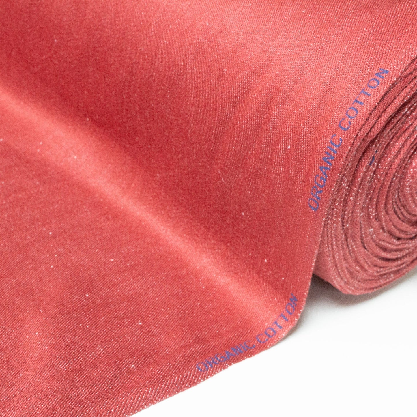 Organic Cotton 6.5oz Brushed Denim in Brick Red