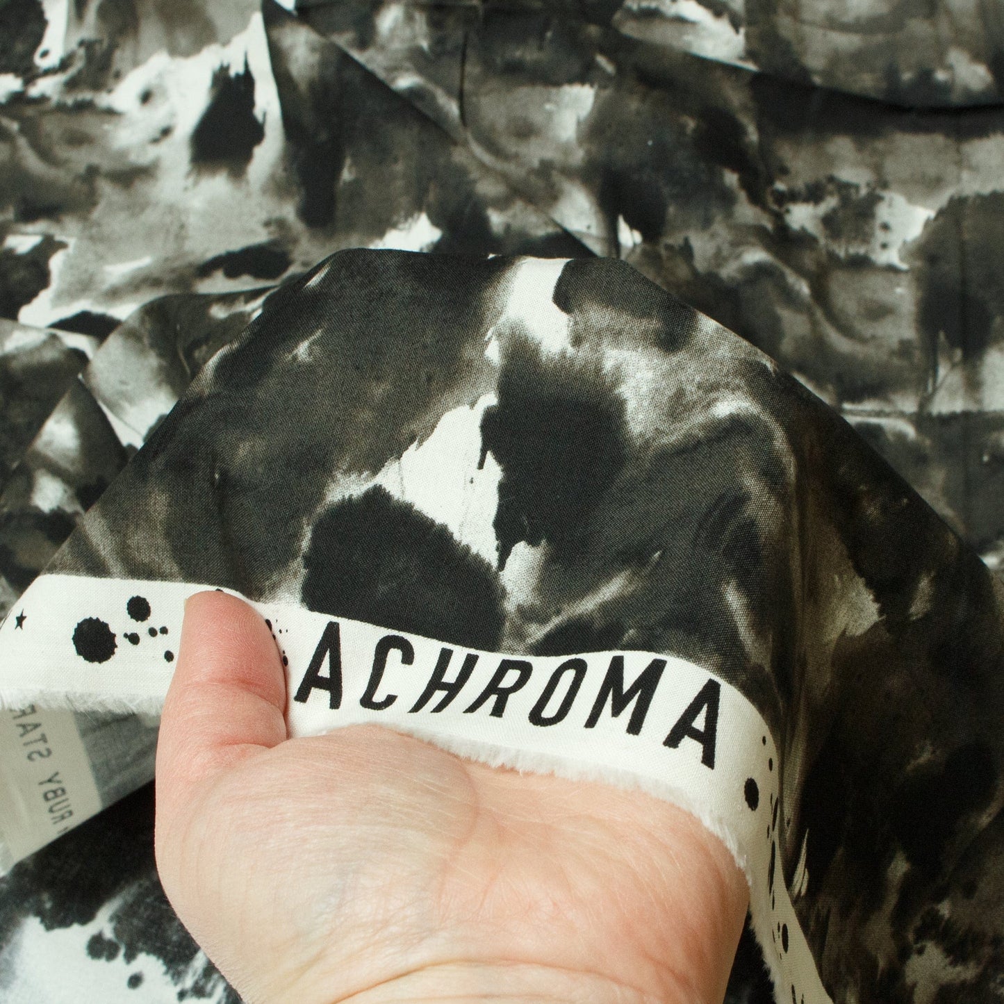 Ruby Star Society Quilting Cotton 'Achroma': 'Watercolour' in Black