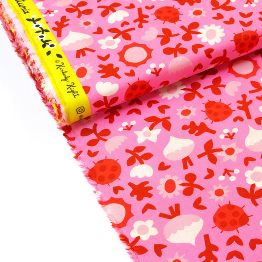 Ruby Star Society Quilting Cotton 'Clippings' in Flamingo from 'Petunia'