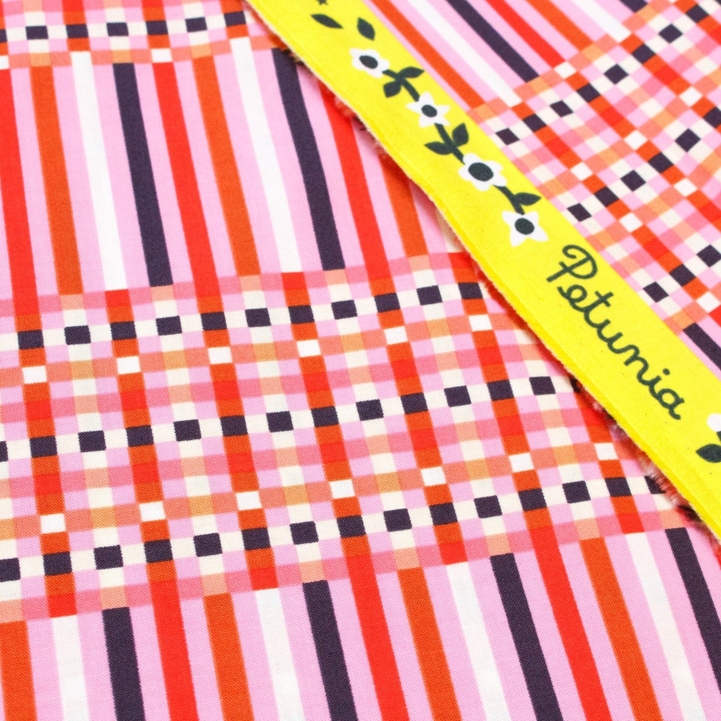 Ruby Star Society Quilting Cotton 'Gingham' in Flamingo from 'Petunia'