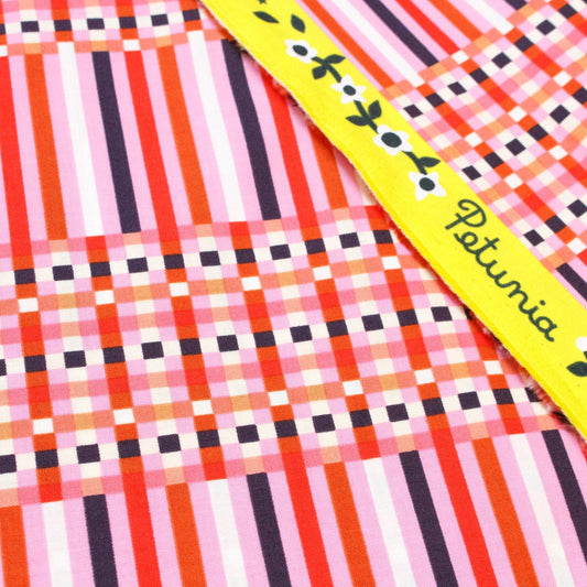 Ruby Star Society Quilting Cotton 'Gingham' in Flamingo from 'Petunia'