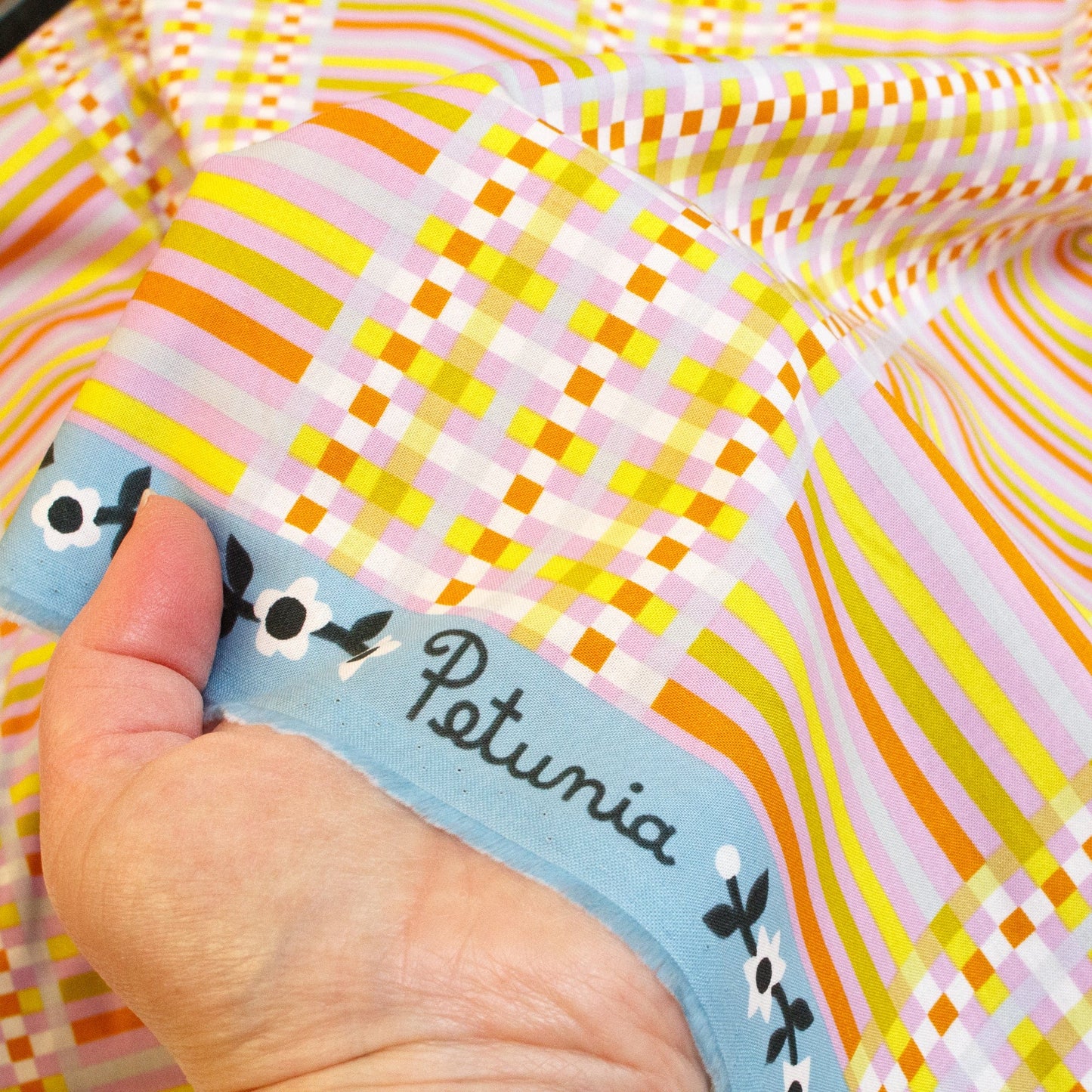 Ruby Star Society Quilting Cotton 'Gingham' in Macaron from 'Petunia'