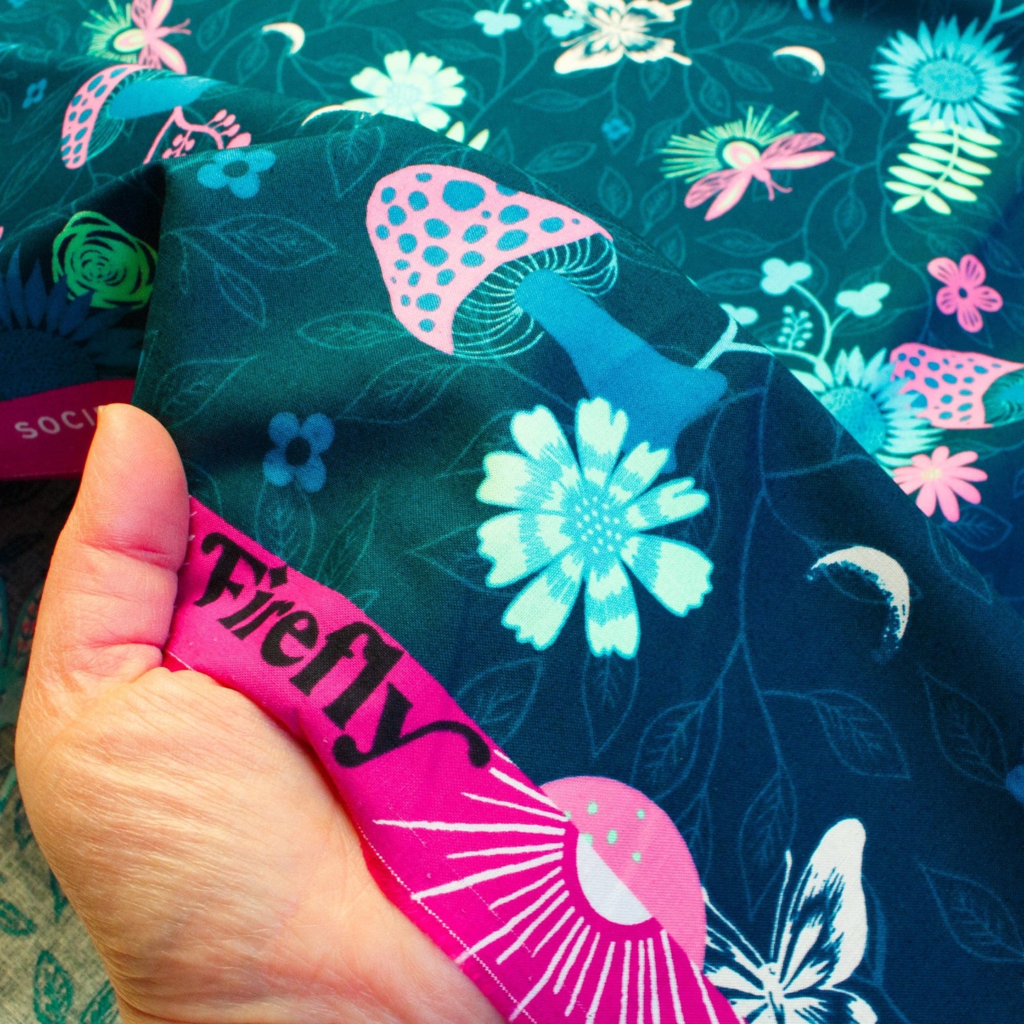 Ruby Star Society 'Firefly' Quilting Cotton 'Twilight' in Dark Teal