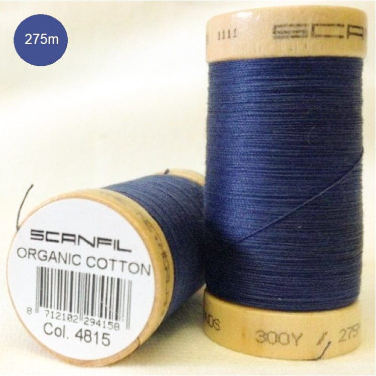 275m Reel Scanfil Organic Cotton Sew-All Thread in Dark Blue 4815