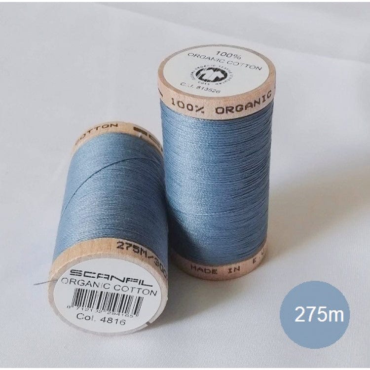 275m Reel Scanfil Organic Cotton Sew-All Thread in Mid Blue 4816