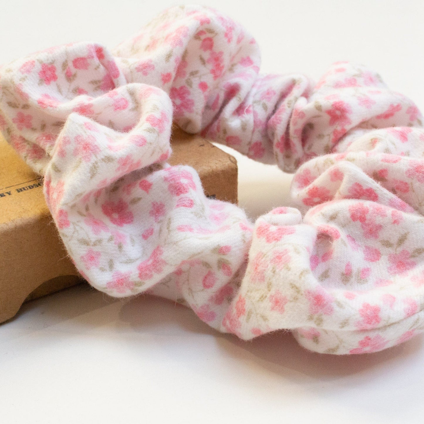 Large Brushed Cotton Scrap Scrunchie - Pink Floral