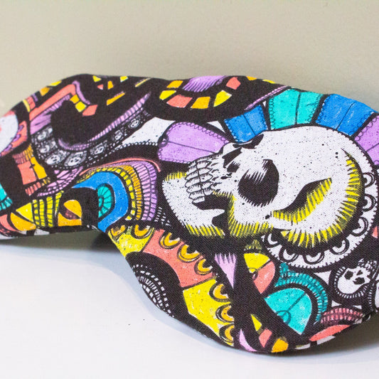 Cotton Eye Mask 'Memento Mori’ in Rainbow