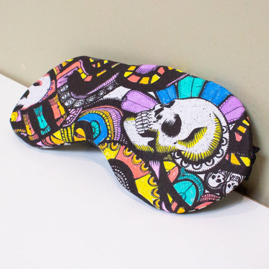 Cotton Eye Mask 'Memento Mori’ in Rainbow