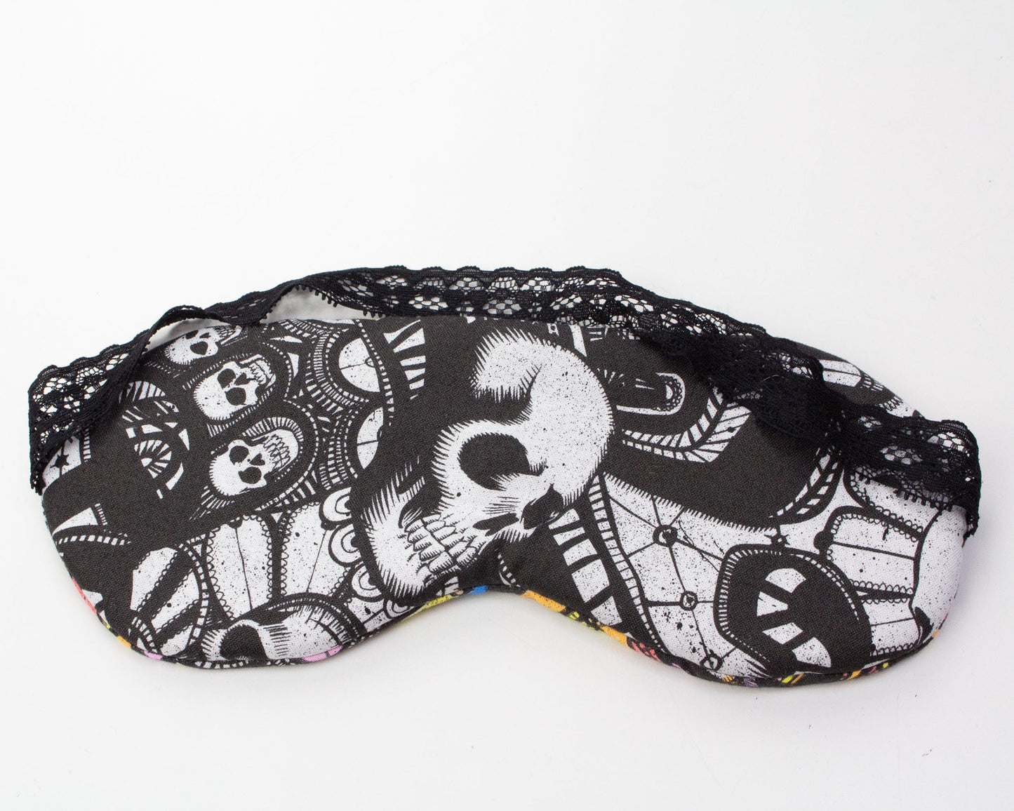 Cotton Eye Mask 'Memento Mori’ in Rainbow