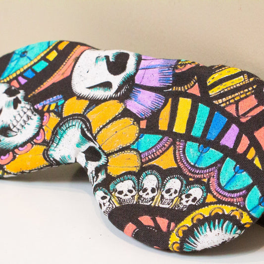 Cotton Eye Mask 'Memento Mori’ in Crayon