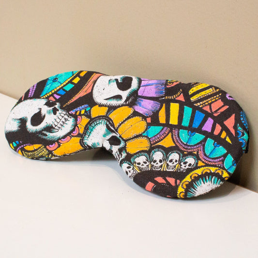 Cotton Eye Mask 'Memento Mori’ in Crayon