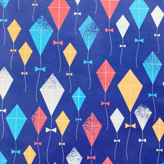 Softshell Fabric with Kite Print on Blue