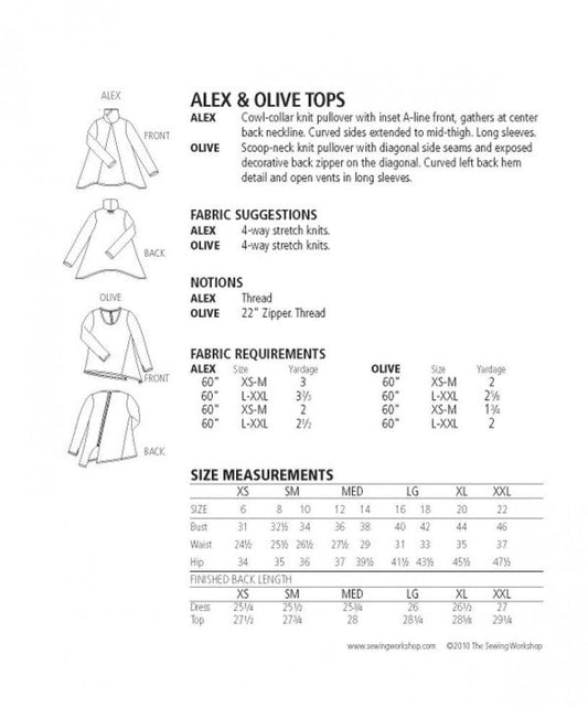 The Sewing Workshop: Alex and Olive Tops