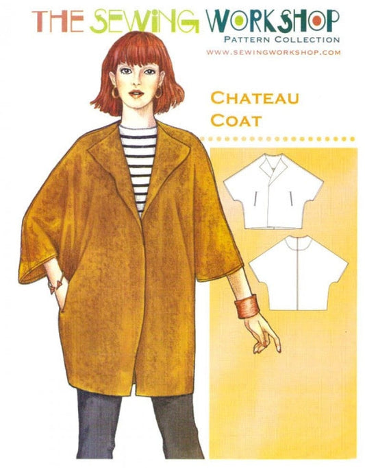 Image shows the front of the sewing pattern for The Sewing Workshop Chateau Coat.